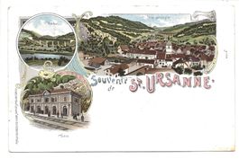 Souvenir de St. Ursanne (JU) La Gare - Viaduct - Litho 1901