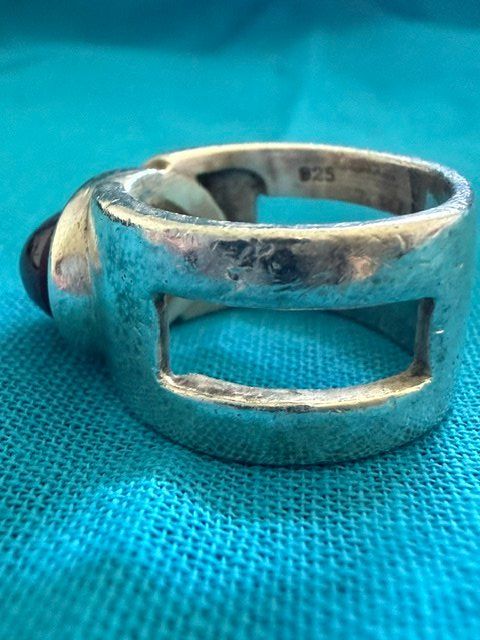 Anelli: Vintage Preloved 925 Silber Ring mit Dunkelviolett Stein – Usato da Osco venduto da Gatto_Nero 3