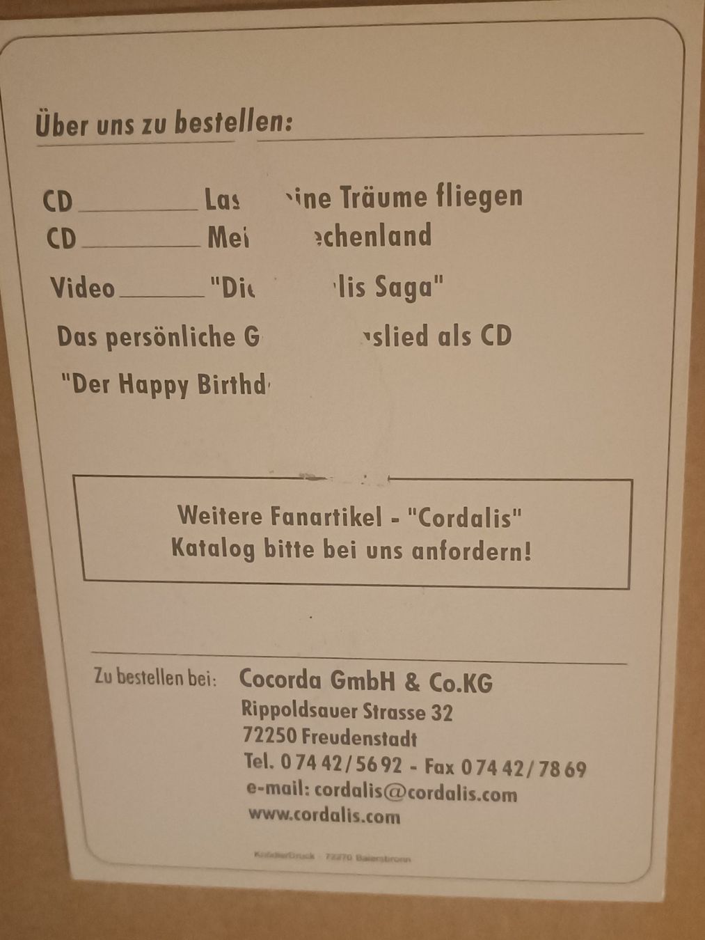 Autografi: Cordalis -  handsignierte Autogrammkarte – Usato da Menziken venduto da Artographs 1