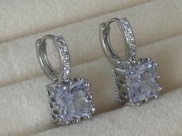 Luxus Elegante Ohrstecker Ohrschmuck  Farbe:Silber Zirkonia