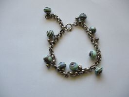 Bracelet chaîne perles fantaisie argent 925
