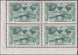 1914, 129 (Mythen, grün) ungebrauchter Viererblock, 7'600.-+