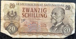 Seltene 20 Schilling Banknote, Österreich, Jahr 1956