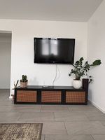 IKEA BESTÅ TV-Bank 180 cm mit 3 STUDSVIKEN Rattan-Fronten