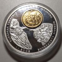versilberte Medaille 50mm "Europäische Währung"