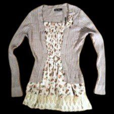 💖 Herziger Blusen-Pullover "M & V" – Größe L/XL 💖💫