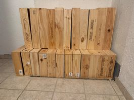 23 leere Bordeauxwein Holzkisten div. Chateau