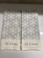 2x Christmas hand towels "Let it snow" decor, new