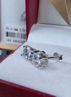 Boucles d'oreille argent avec moissanites 2 ct certifié GRA