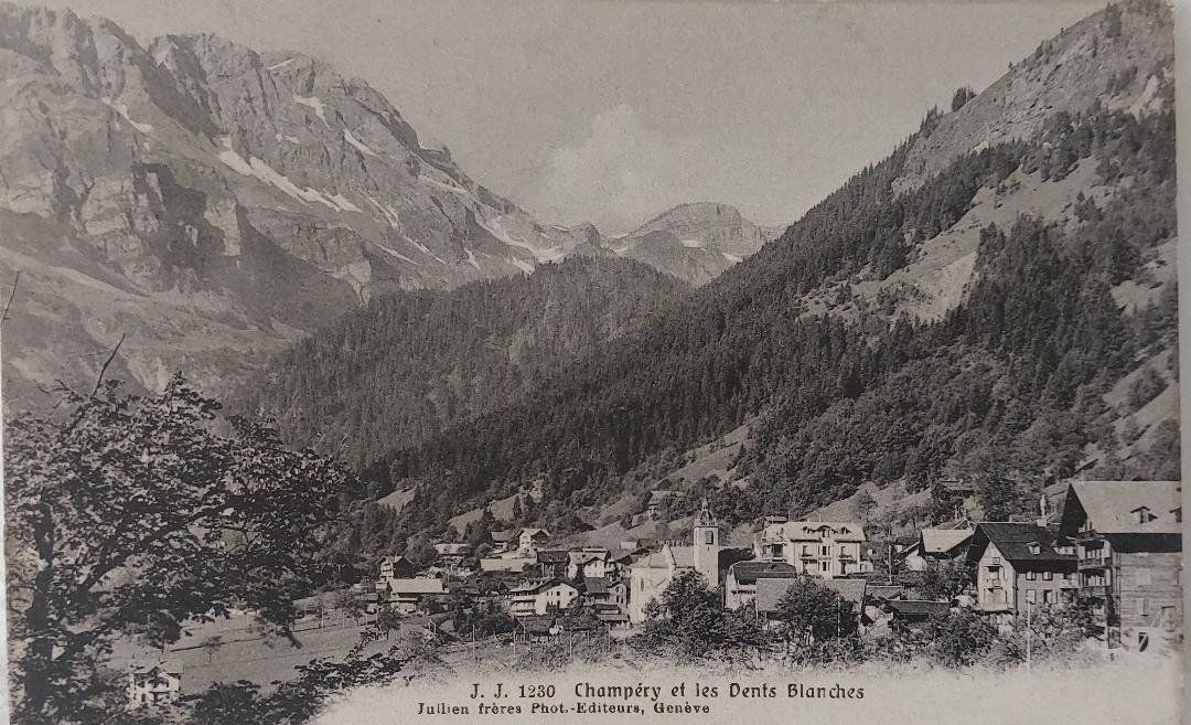 Cartoline postali: CHAMPÉRY et les Dents Blanches - 1908 – Usato da Delémont venduto da Domdom1