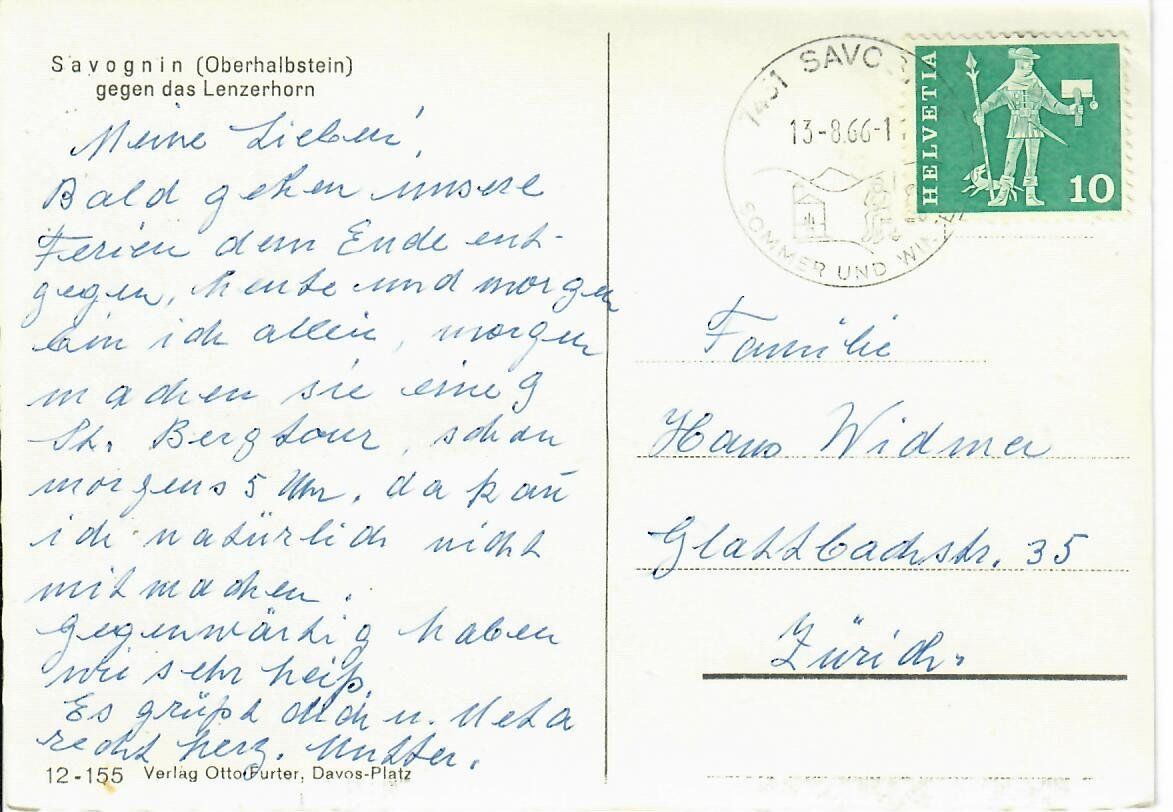 Ansichtskarten: Savognin – Gebraucht aus Hochdorf von Ziegel-16 1