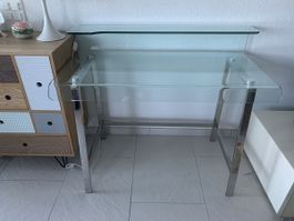 Schreibtisch Kare Design Glas Metall 109 cm guter Zustand