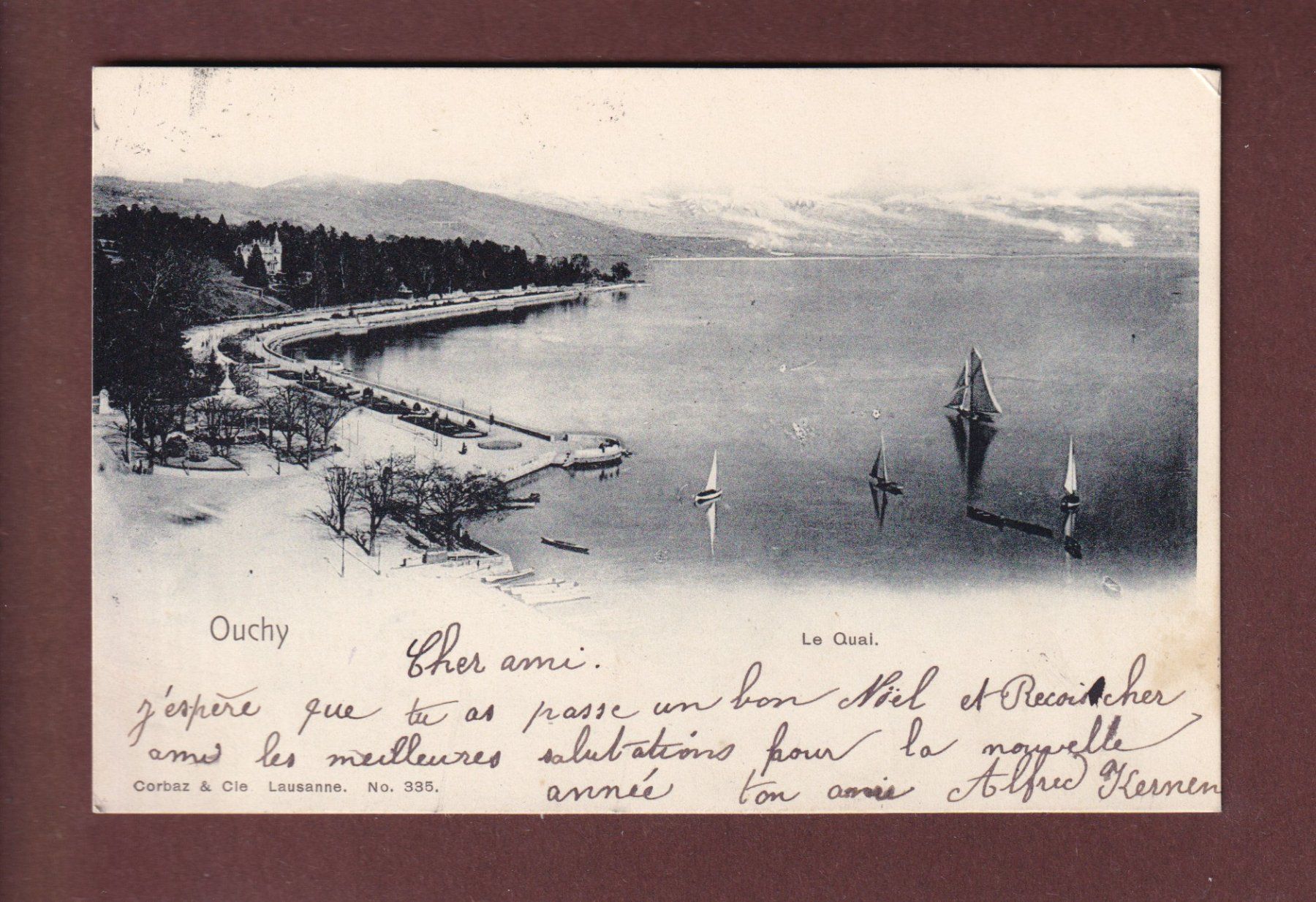 Cartoline postali: LAUSANNE - Quai d'Ouchy - 1901 – Usato da Pully venduto da nicecards