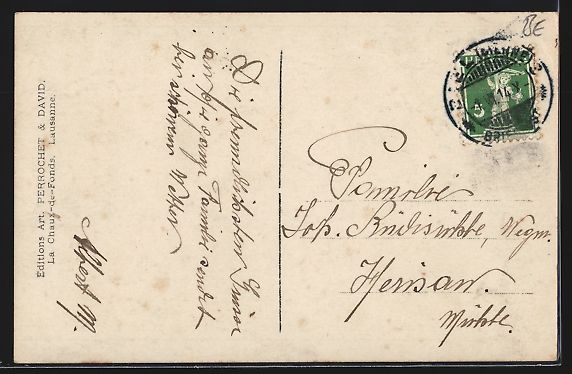 Cartoline postali: AK Biel, Gesamtansicht mit Kirche, 1914 – Usato da Berlin venduto da bartko-reher 1