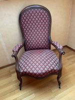 Fauteuil style Louis-Philippe/Napoléon III   tissu rouge