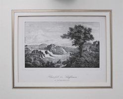 Rheinfall Eisenbahn Litho von Deck selten