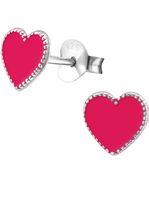 Mädchen/Kind Herz Ohrstecker 925 Silber rosa Herz