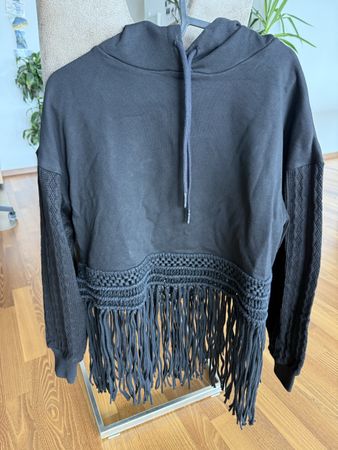 Sweat Desigual noir à franges, taille S,neuf!