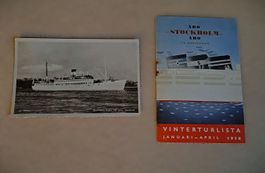 Postkarte und Fahrplan Stockholm Fähre von 1958