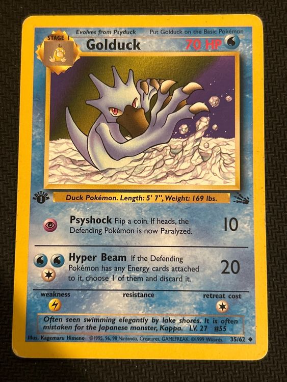 Pokemon Card OLD FIRST EDITION FOSSIL 1998, Golduck 35/62 | Kaufen Auf ...