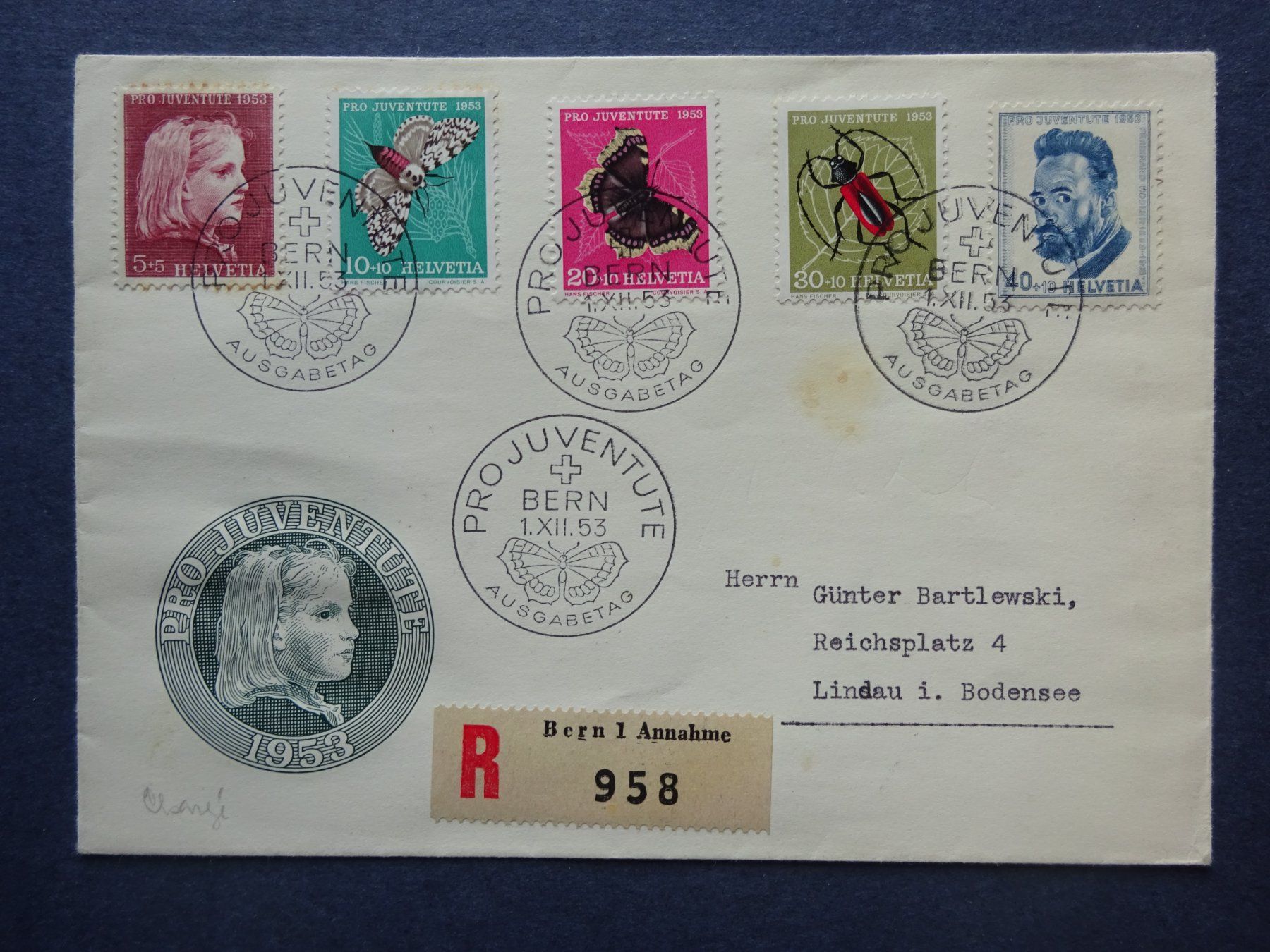 Alle Briefmarken: 1953 Pro Juventute FDC – Gebraucht aus Appenzell-Steinegg von adi1975 3