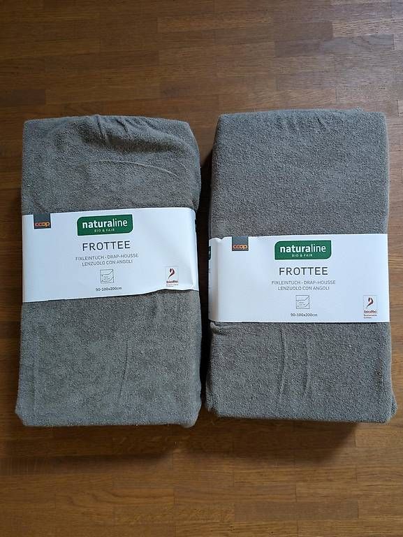 Biancheria da letto: 2x Bio Fixleintuch Frotte 90x200 anthrazit – Nuovo e nell'imballaggio originale da Bern venduto da zimmj86