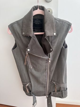 AllSaints Ladies' Biker Gilet/Vest - Size UK 6 EU 34 Grey