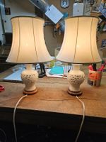 2 Tischlampen Keramik mit Schirmen (D1)
