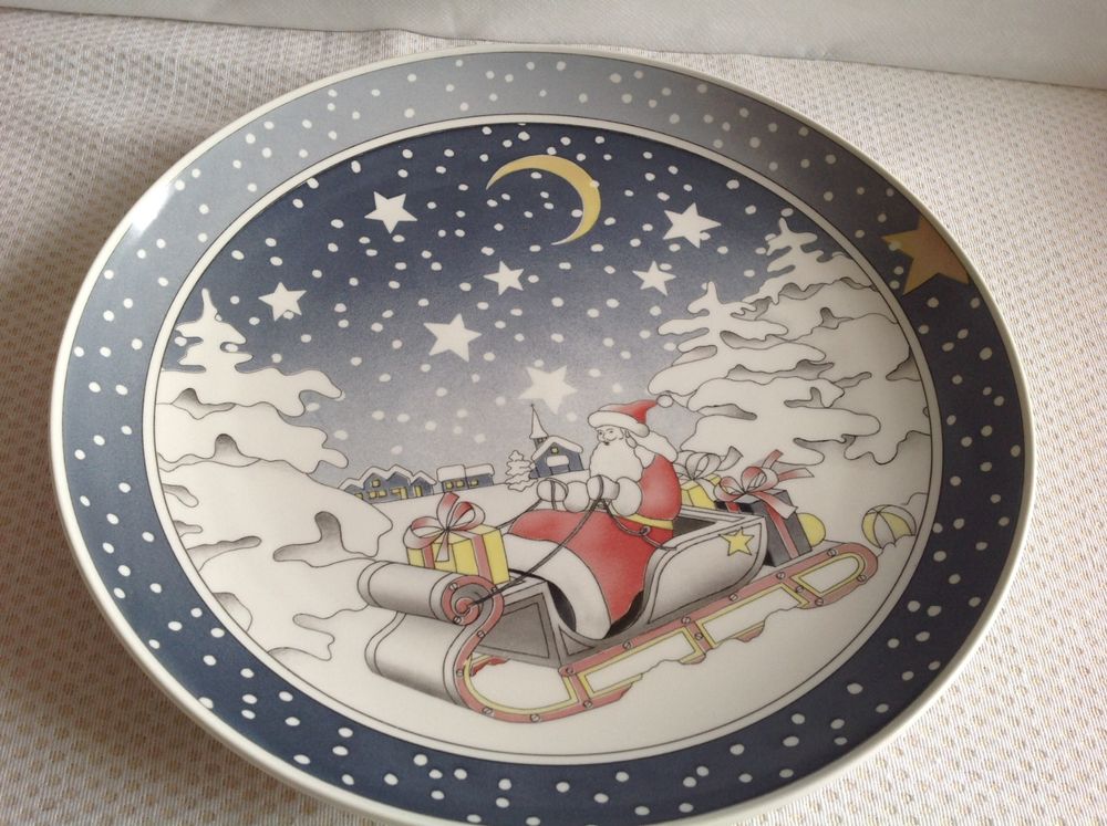 Assiettes De Noël Dekorah En Céramique Lourde - Lot De 4, Diamètre 28 Cm, Fabriqué En Italie, Idéal Pour La Décoration Et Le Service