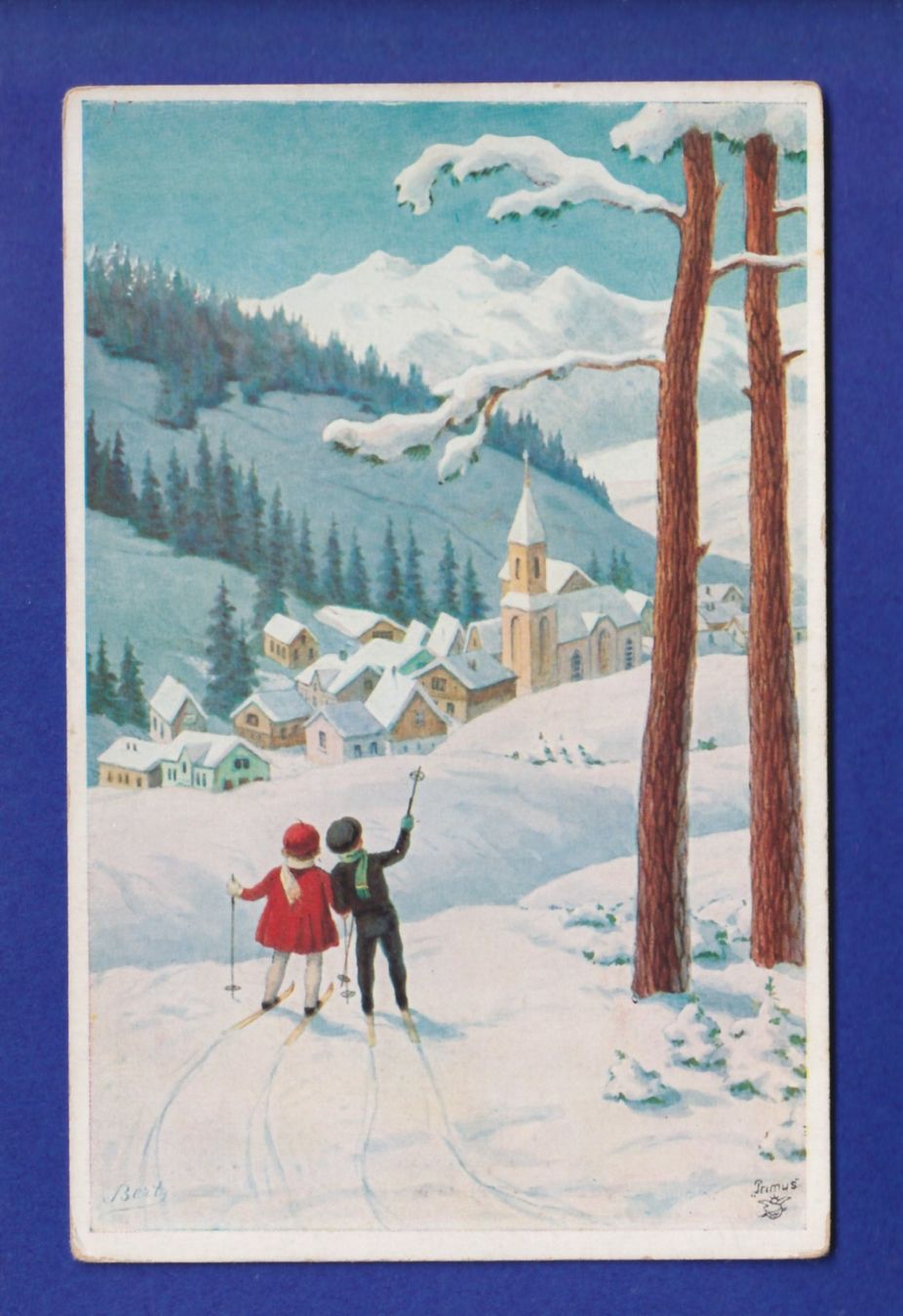 Cartoline postali: ENFANT - En hiver à ski – Usato da Pully venduto da nicecards-shop