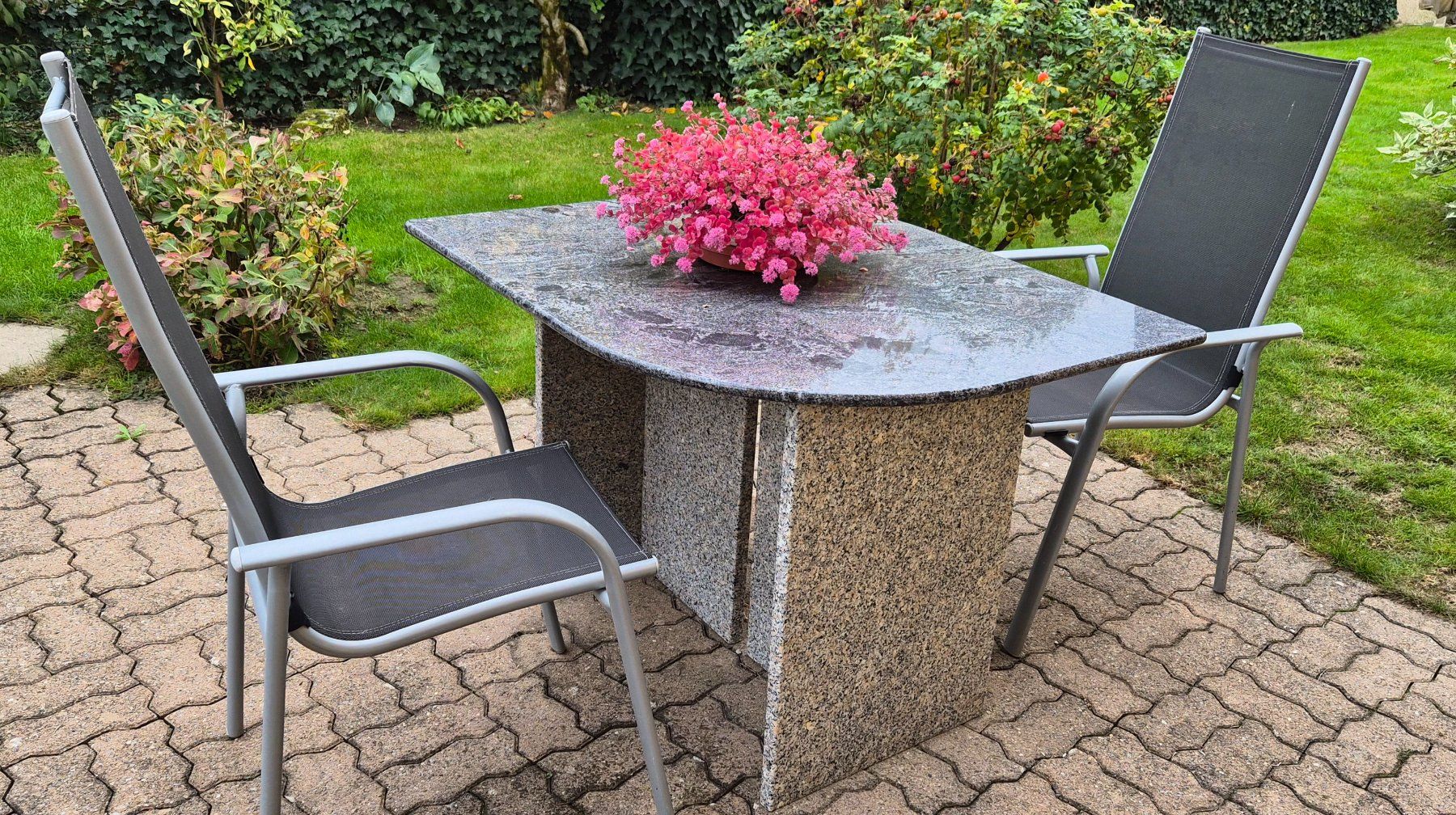 Tavoli: Gartentisch Marmorplatte, mit 2 Granitplatten gebraucht – Usato da Courlevon venduto da Ernifan 1