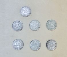 1/2 Fr. 7 Stück, 1921,1952,58,58,62,63, 66, Silber 50er
