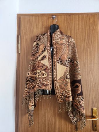 Écharpe chic motif cachemire brun clair coton/soie