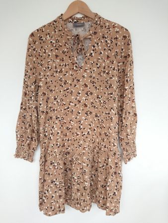 Damen Kleid C&A Yessica Gr. 40 M Beige Schwarz Weiss