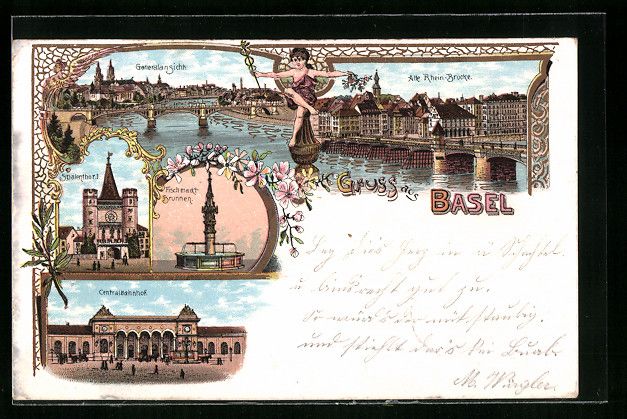Cartes postales: Litho Basel, Alte Rhein-Brücke, Spalent – D'occasion à Berlin par bartko-reher