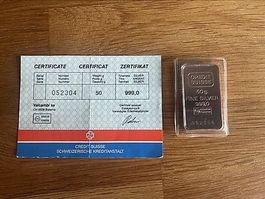 Silberbarren Credit Suisse  mit Zertifikat