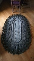 Handmade Crocheted Rug - Unique Design - Gray green Tones
