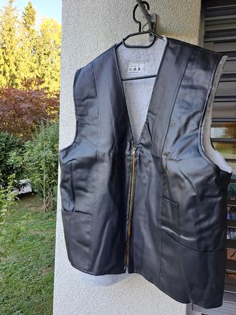 Herren Weste schwarz mit Lammfell Optik neu