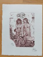 Exlibris Günter Hujber - Original Radierung Erotik signiert