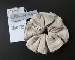 Haarband Scrunchy, Miss Musselin, Baumwolle "sand" / NEU