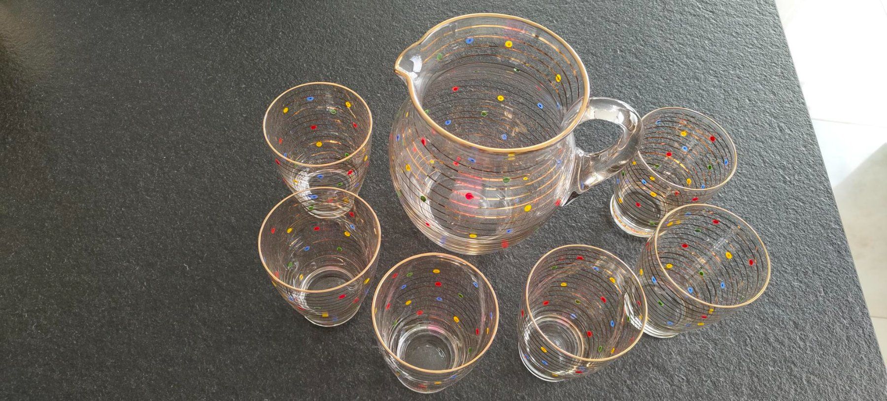 Gläser: Glas-Krug mit Goldringen Antik – Gebraucht aus Steckborn von Algass