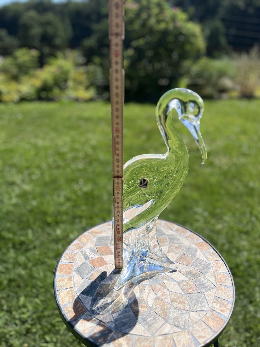 Statuette: Glaskunst Vogel Stehend mit Etikett ca. 23 cm Höhe – Usato da Heimenhausen venduto da Bufnof 1