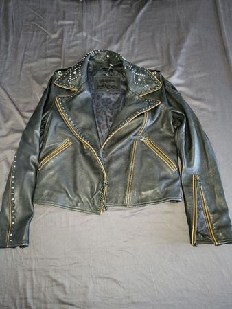 Blauer Lederjacke neu