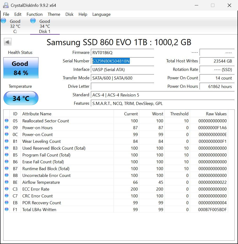 Samsung Harddisks: SSD 2.5"  SAMSUNG 860 EVO 1TB – Gebraucht aus Vuisternens en Ogoz von rad_gj5p 1