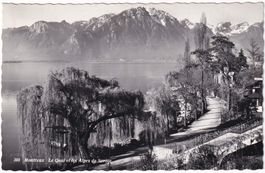 Montreux le quai et les Alpes de Savoie 1960