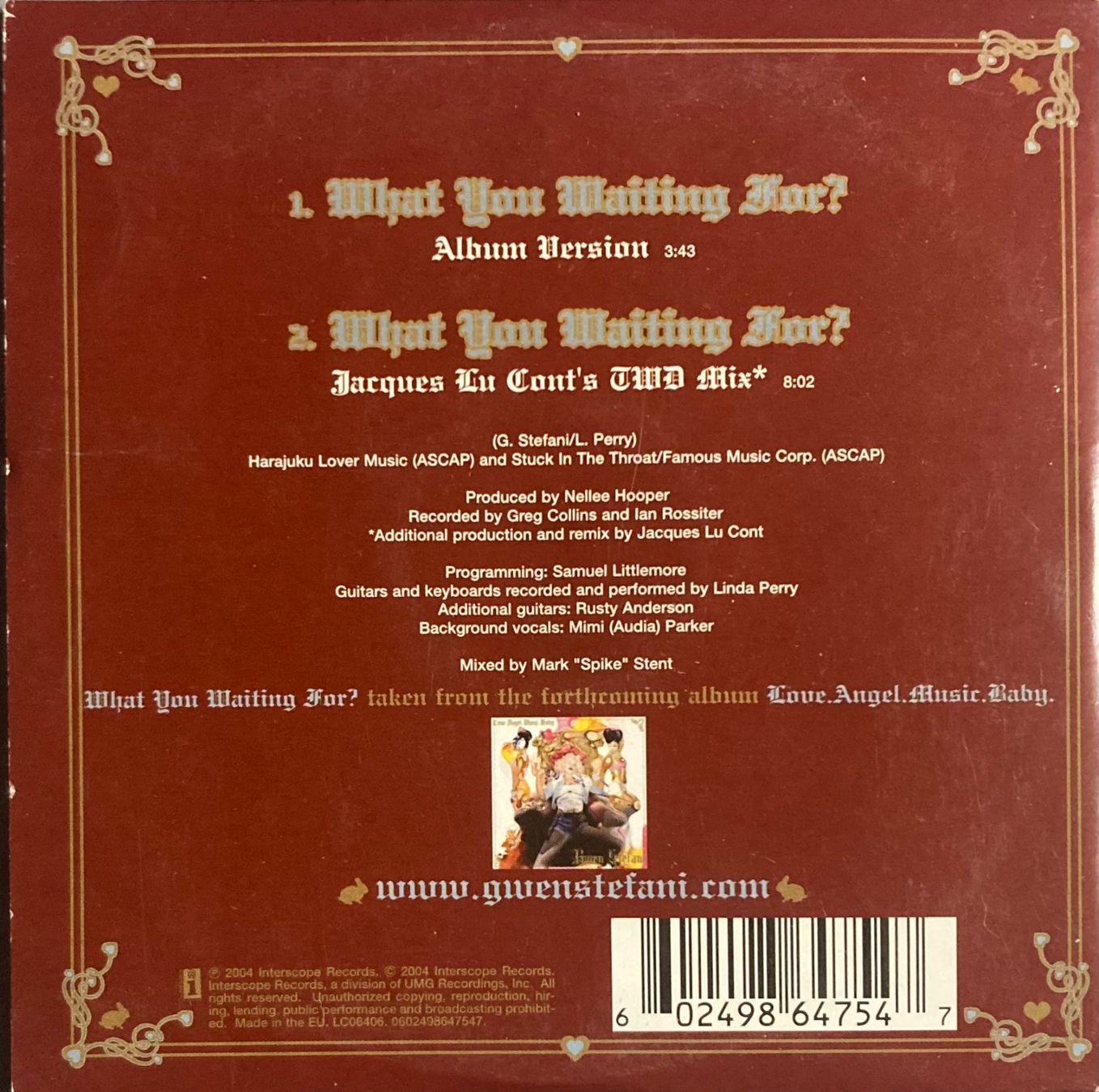 CDs: GWEN STEFANI - WHAT YOU WAITING FOR? – Gebraucht aus Poliez-Pittet von Newtown-Records 1