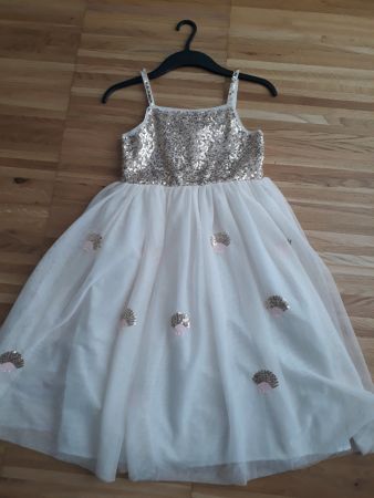 Wie Neu; Festliches Mädchenkleid mit Pailletten, Gr.140