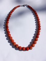 Handgemachte Schaumkoralle Kette Halskette rot Edelstahl NEU