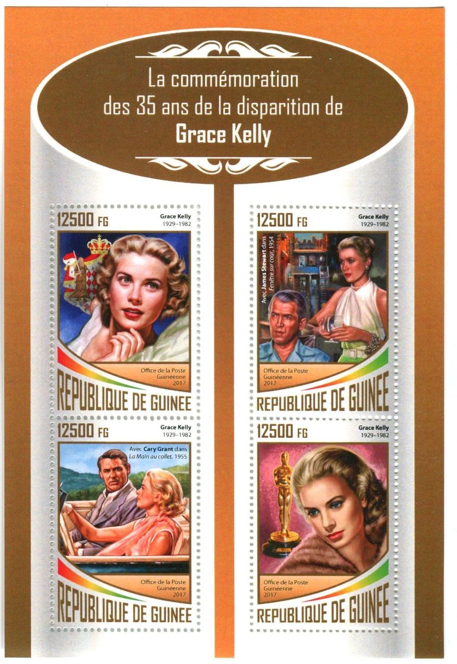 Alle Briefmarken: Block "Grace Kelly". Guinea. – Neu und originalverpackt aus Basel von Butsch5