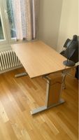 Work desk light wood optic metal frame used